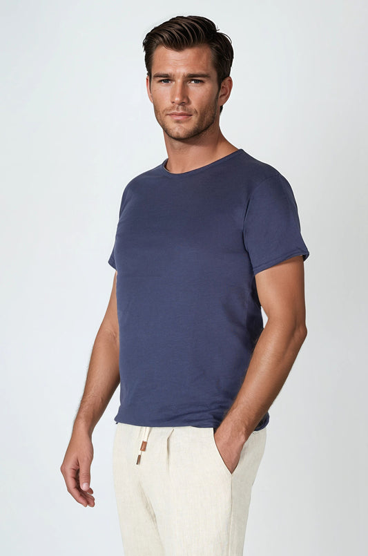 T-shirt with raw-edge finishes