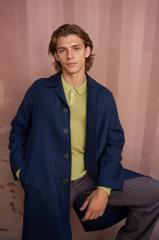 Unlined & Deconstructed Wool Raglan Long Coat