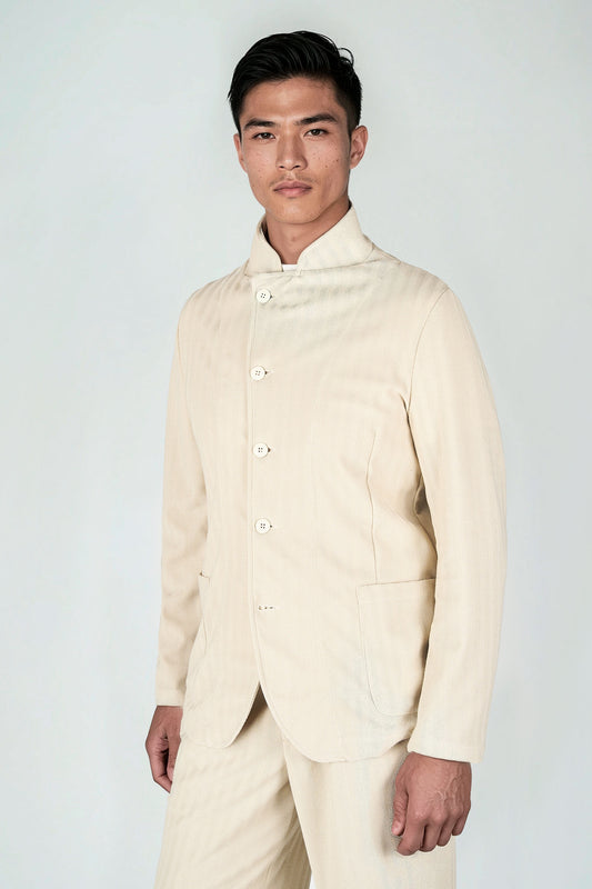 Herringbone Star-Collar Blazer