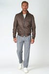 Washed Nappa Leather Bomber Jacket