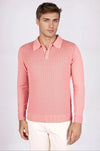 Textured Wool Polo Sweater