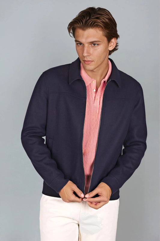 Unlined Double-Cloth Wool & Cashmere Zip Jacket
