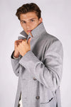 Unlined Double-Breasted Merino Wool Trench Coat