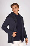 Doublebreasted Pinstriped Jersey Weave Jacket