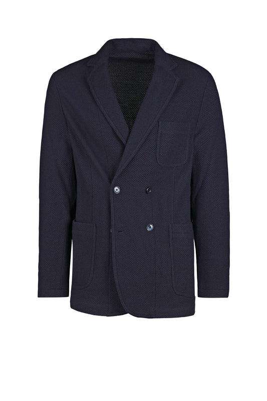 Birdseye-knit jersey double-breasted blazer