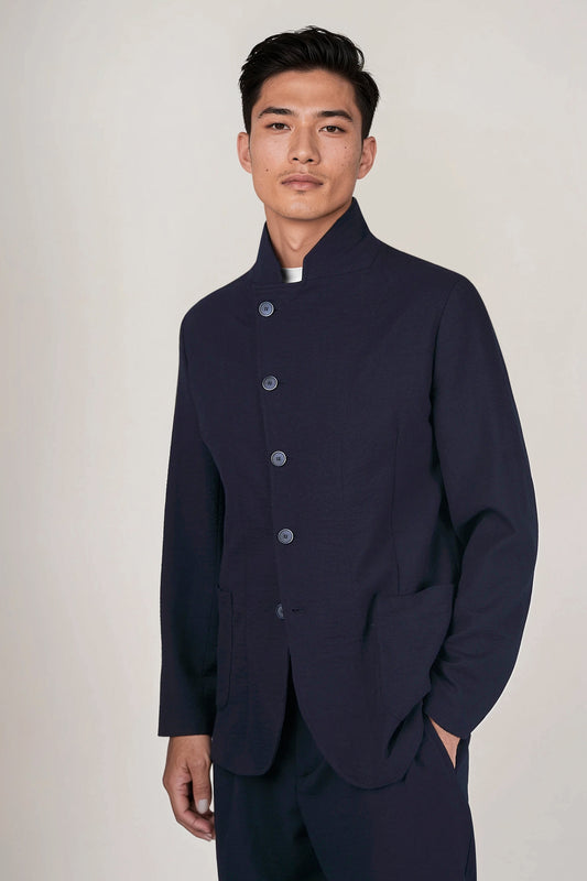 Seersucker Wool Star Collar Jacket