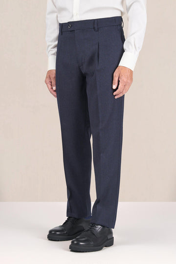 Single pleat stretch ACTIVE wool trousers