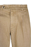 Washed denim trousers with pleats