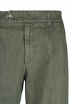 Washed denim trousers with pleats