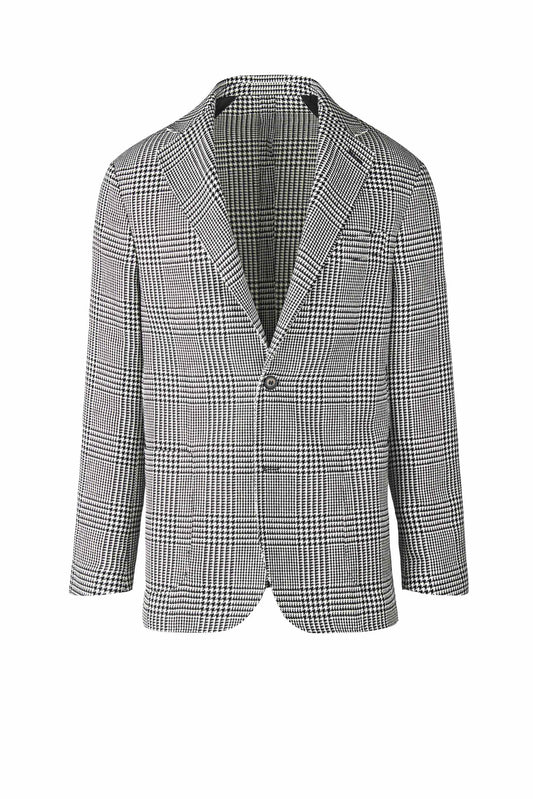 Unlined Single-Breasted Prince of Wales check Blazer