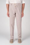 Cotton-Linen Micro Pattern Drawstring Trousers