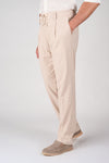 Cotton-Linen Micro Pattern Drawstring Trousers