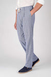 Cotton-Linen Micro Pattern Drawstring Trousers