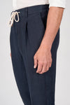 Pure Linen Drawstring Trousers with Pleats