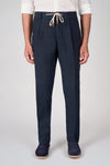 Pure Linen Drawstring Trousers with Pleats