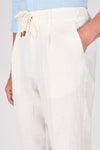 Pure Linen Drawstring Trousers with Pleats