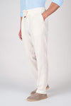 Pure Linen Drawstring Trousers with Pleats