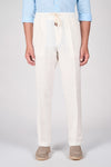 Pure Linen Drawstring Trousers with Pleats