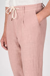 Pure Linen Drawstring Trousers with Pleats