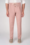 Pure Linen Drawstring Trousers with Pleats