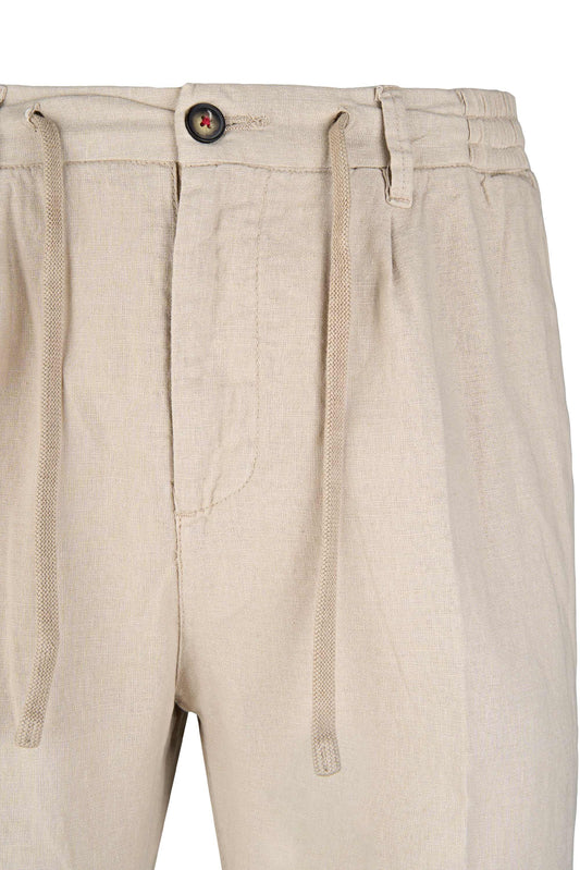Linen-Cotton Drawstring Trousers