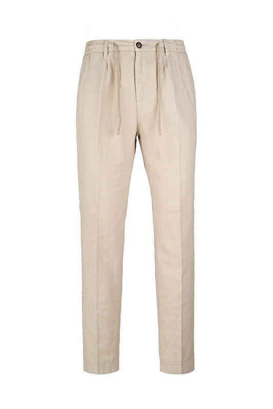 Linen-Cotton Drawstring Trousers