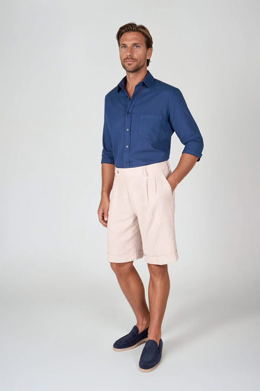 Linen-Cotton Shirt with Chest Pocket