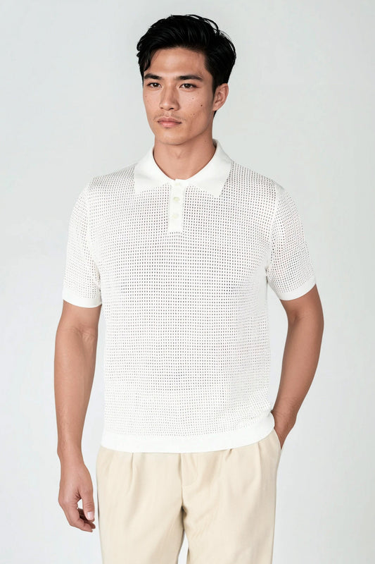 Crochet-knit Polo Shirt