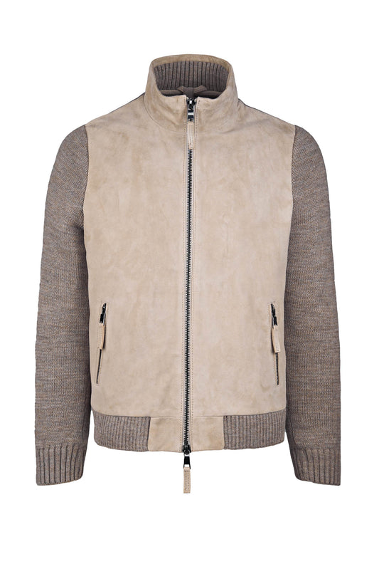 Suede & Knit Jacket with Detachable Quilted Vest