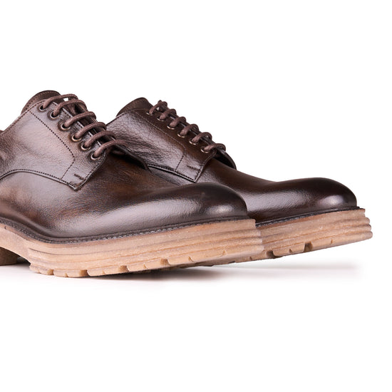 Leather Derby Shoes with Lugged Sole - MONTEZEMOLO
