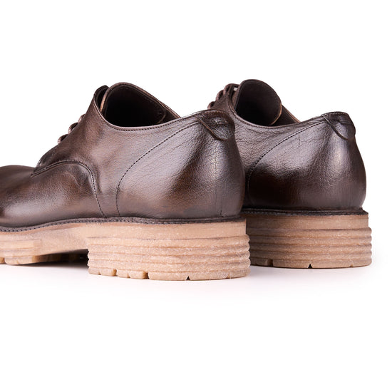 Leather Derby Shoes with Lugged Sole - MONTEZEMOLO