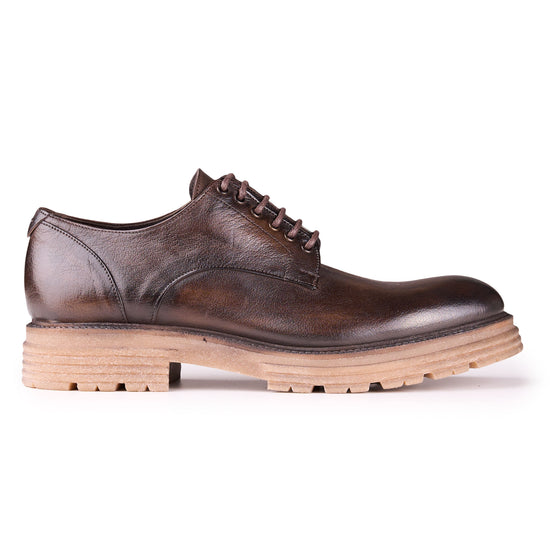 Leather Derby Shoes with Lugged Sole - MONTEZEMOLO
