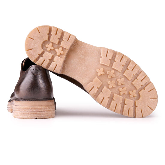 Leather Derby Shoes with Lugged Sole - MONTEZEMOLO