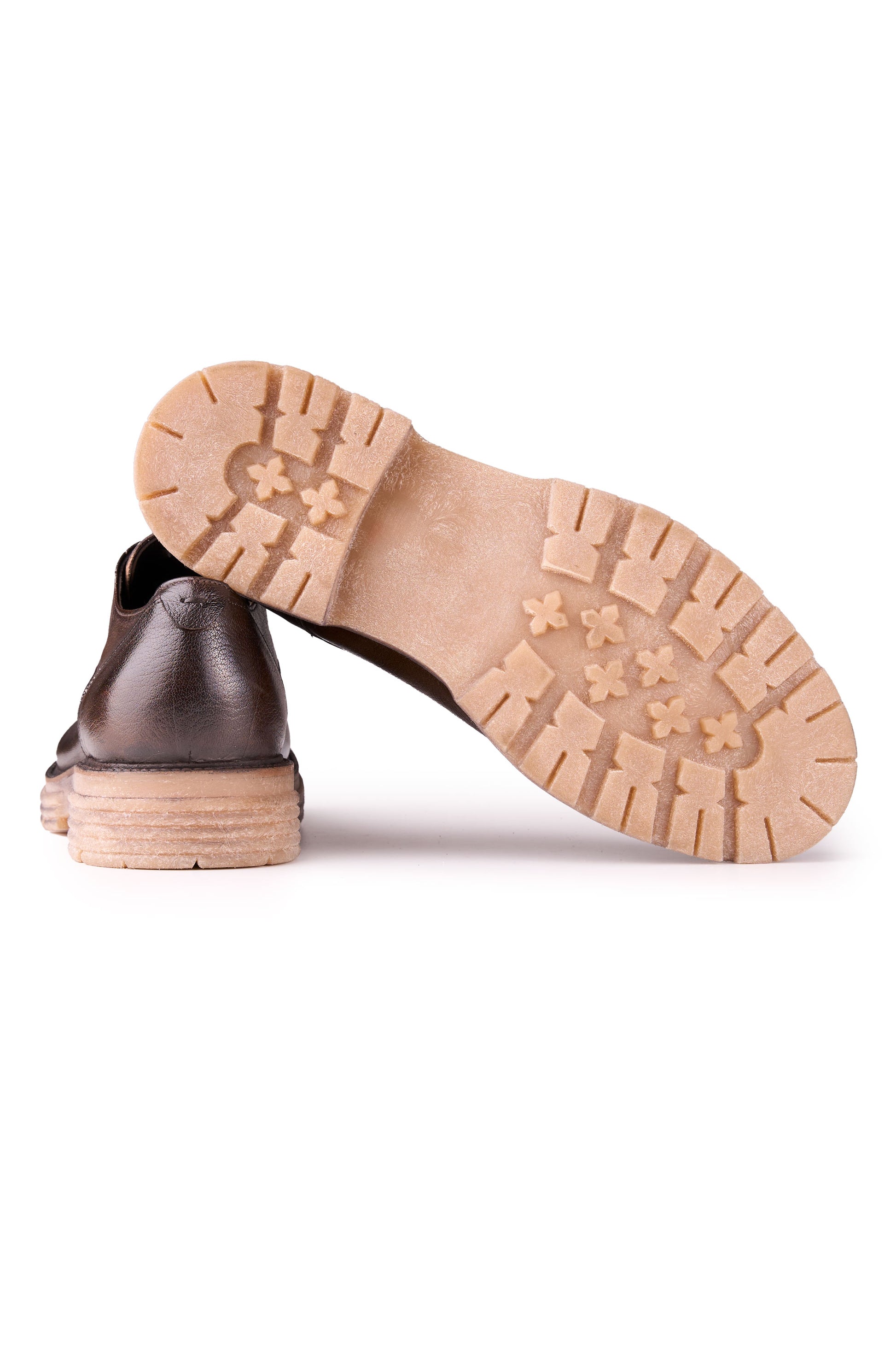 Leather Derby Shoes with Lugged Sole - MONTEZEMOLO