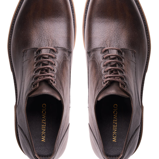 Leather Derby Shoes with Lugged Sole - MONTEZEMOLO