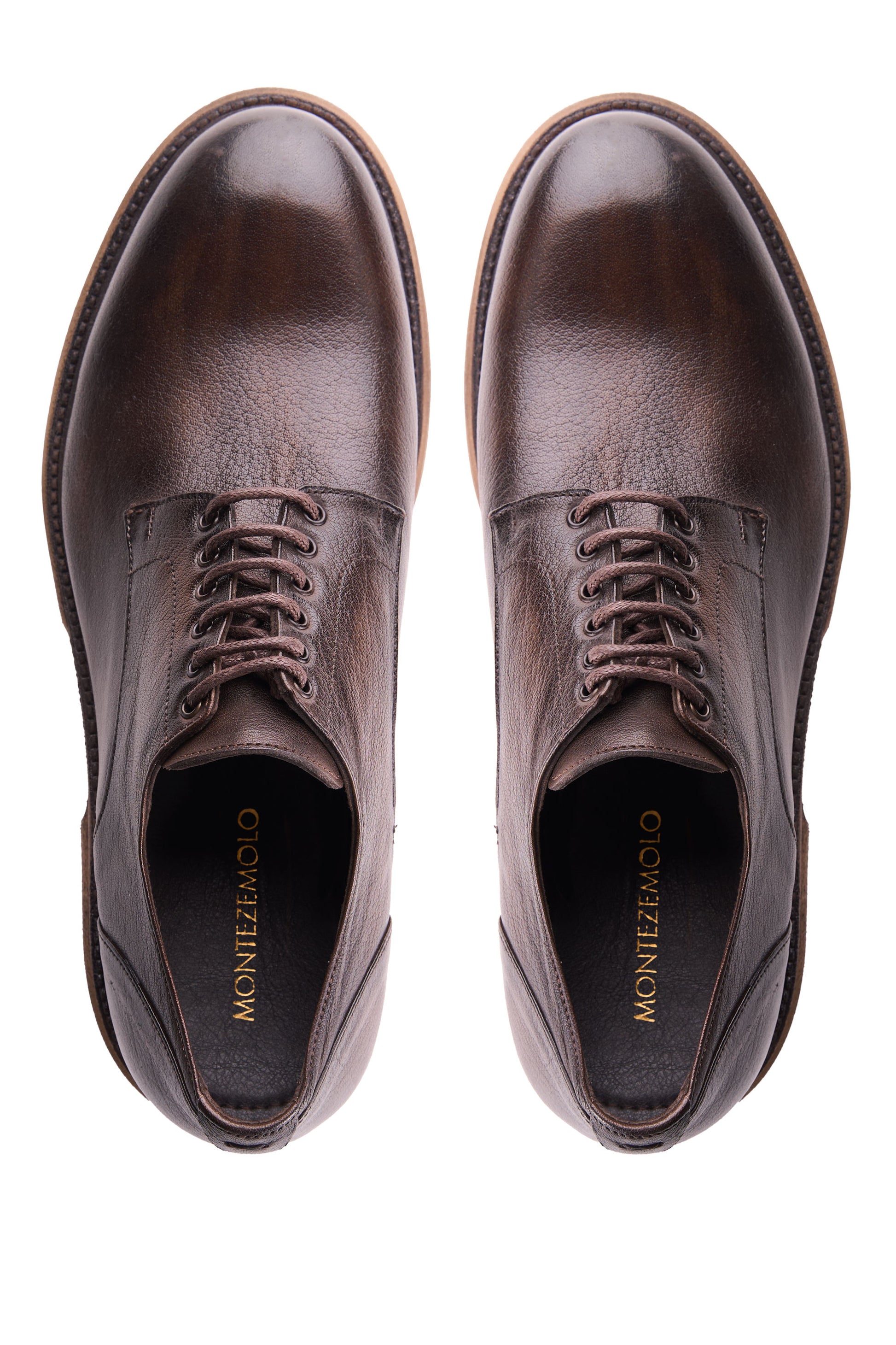 Leather Derby Shoes with Lugged Sole - MONTEZEMOLO