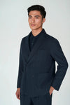Double-Breasted Unstructured Herringbone Blazer