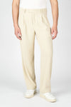 Double Pleated Wide-Fit Straight Trousers