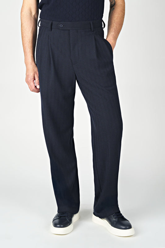 Double Pleated Wide-Fit Straight Trousers
