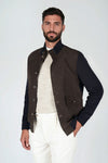 Suede and knit bomber jacket