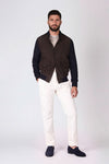Suede and knit bomber jacket