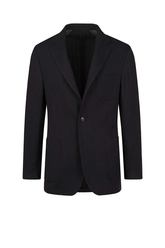 Unlined Herringbone Wool Jersey Jacket - MONTEZEMOLO