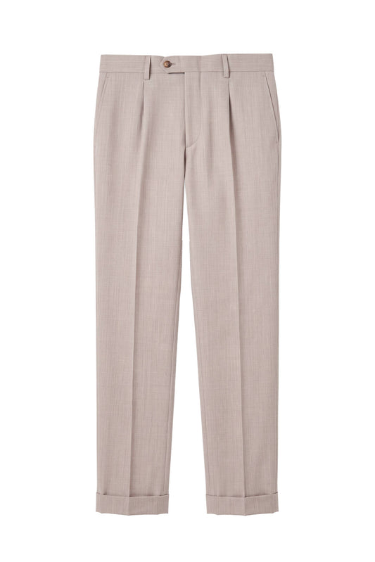 Stretch Wool Pleated Trousers