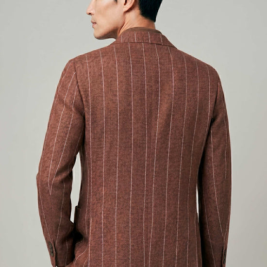 Unlined double-breasted blazer in linen, silk and wool - MONTEZEMOLO