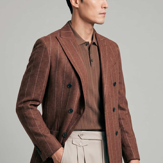 Unlined double-breasted blazer in linen, silk and wool - MONTEZEMOLO