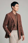 Unlined double-breasted blazer in linen, silk and wool - MONTEZEMOLO