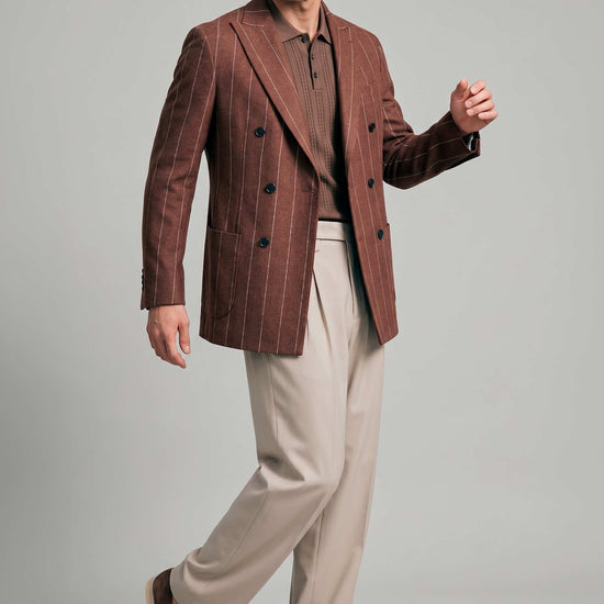 Unlined double-breasted blazer in linen, silk and wool - MONTEZEMOLO