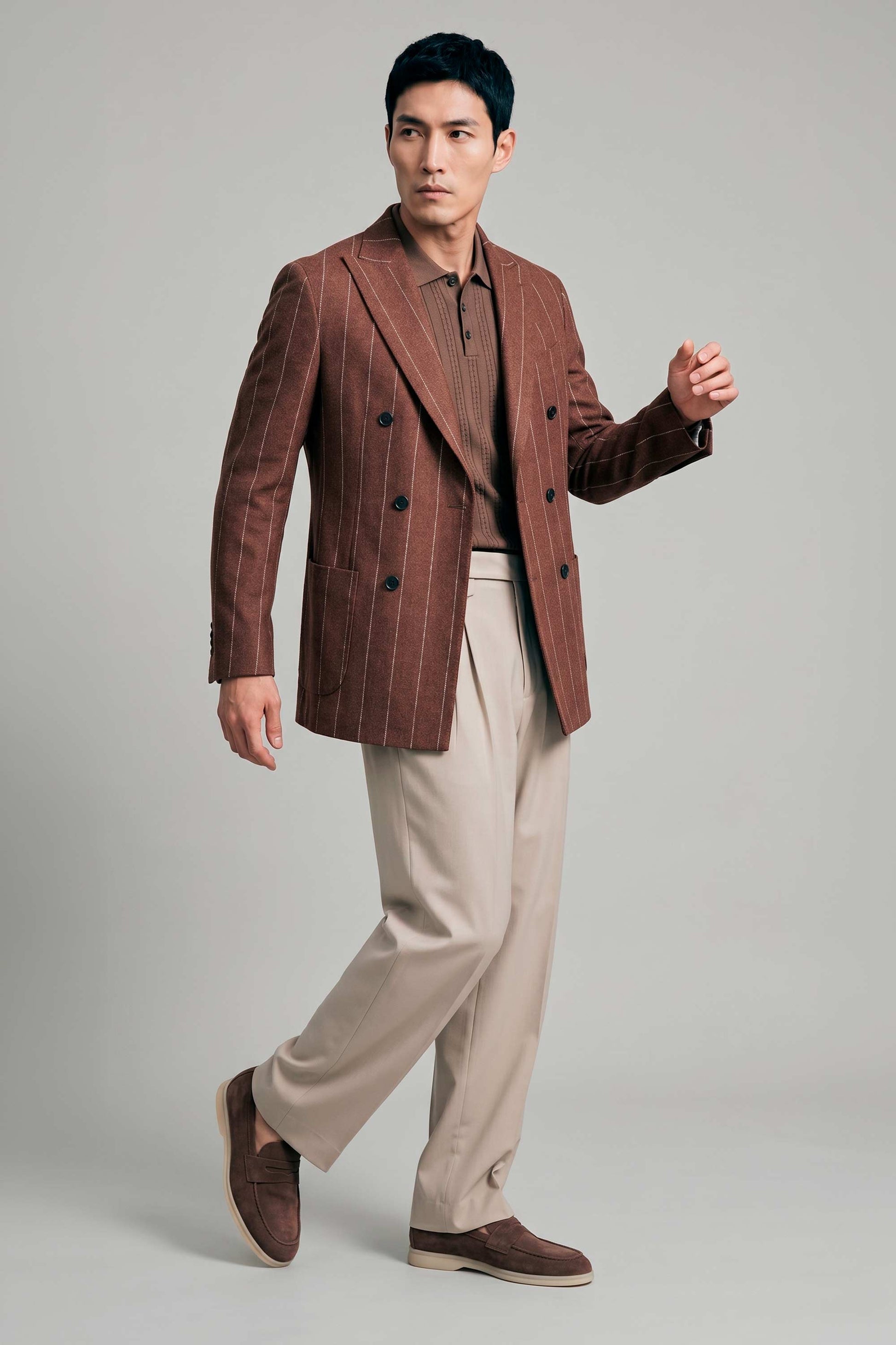Unlined double-breasted blazer in linen, silk and wool - MONTEZEMOLO