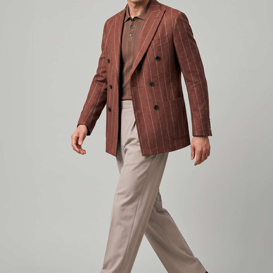 Unlined double-breasted blazer in linen, silk and wool - MONTEZEMOLO