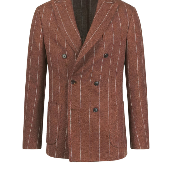 Unlined double-breasted blazer in linen, silk and wool - MONTEZEMOLO